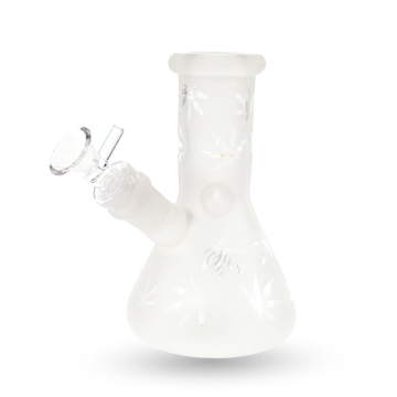 6 IN FROSTED LEAVES DESIGN MINI GLASS WATER PIPE